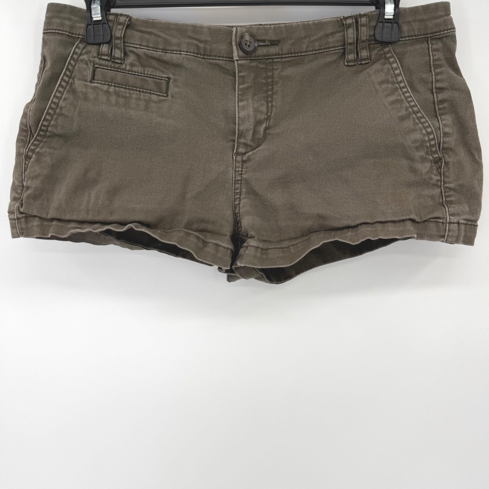 Express Shorts Women 4 Olive Green Chino Low Rise Cotton Stretch Casual 6028